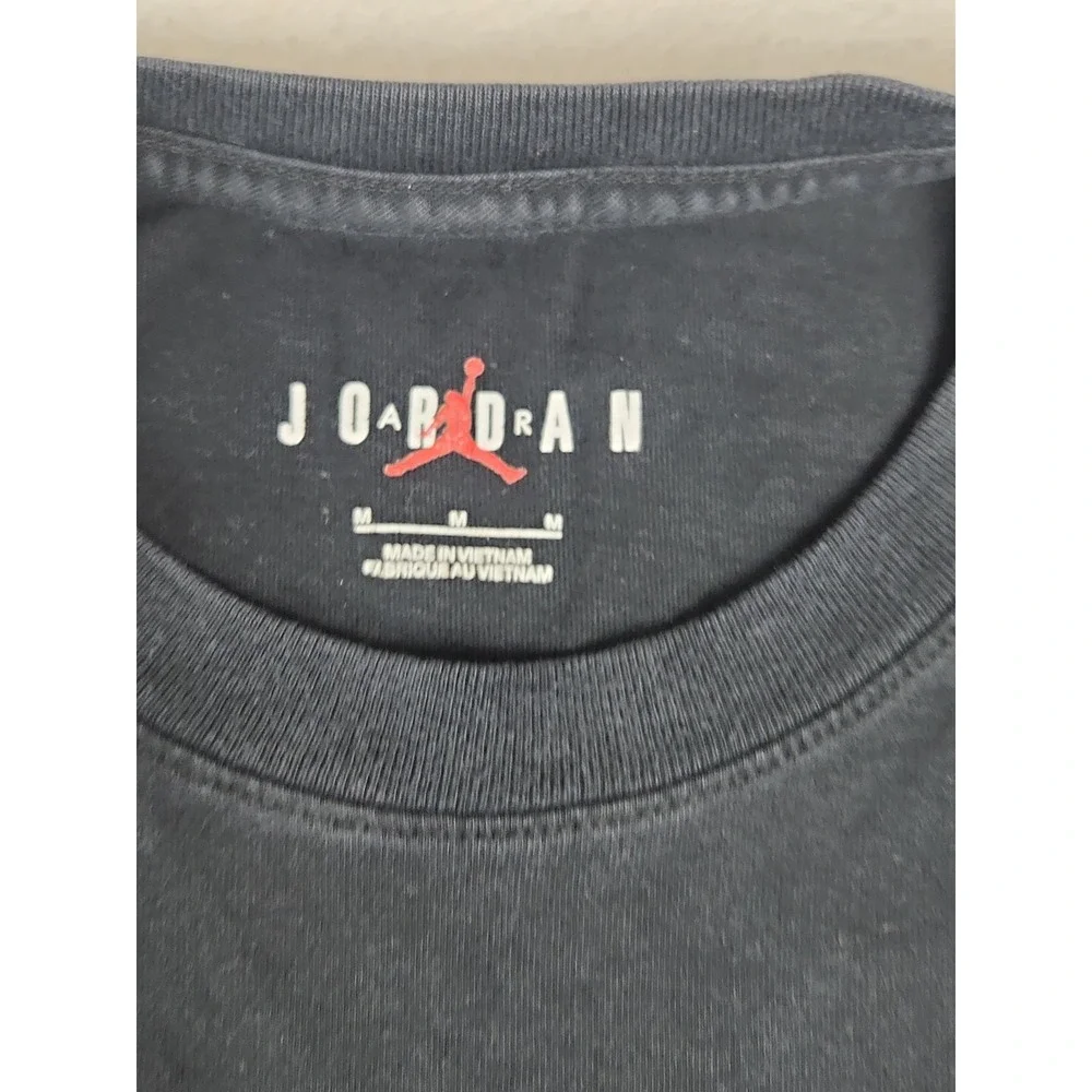 Jordan Shirt Mens Medium Black Embroidered Wordmark Jumpman Logo Nike Air Tee